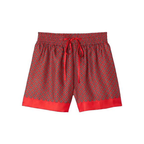 Sandro 'Scarf' Red Viscose Print Shorts Size 36 - Picture 1 of 4